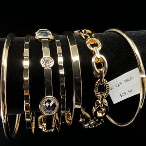 Set of 7 Bracelets Gold Plated Bangle 🆕 NWT